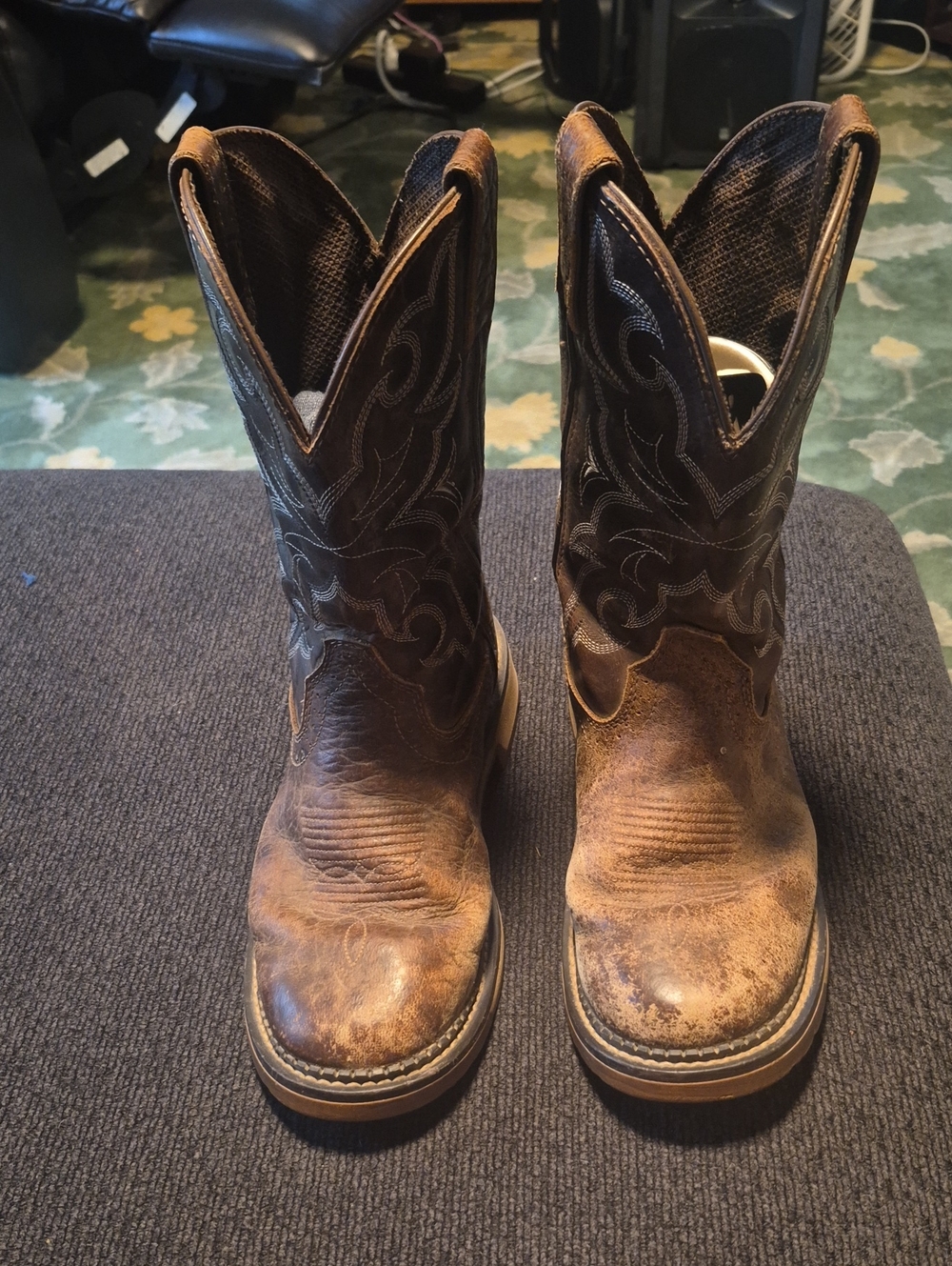 Justin Boots Brown Distressed Leather Western Work Boots